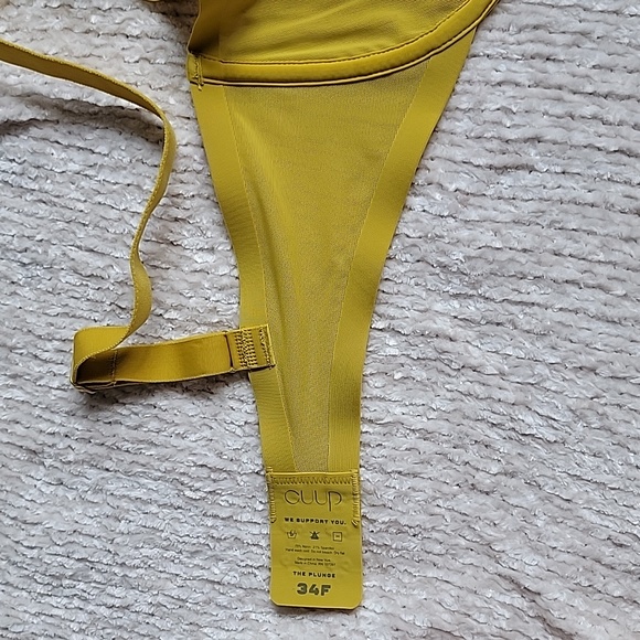 💗  CUUP The Plunge Mesh Underwire UW Bra Yellow Sun 34F 34DDD New - Picture 8 of 10